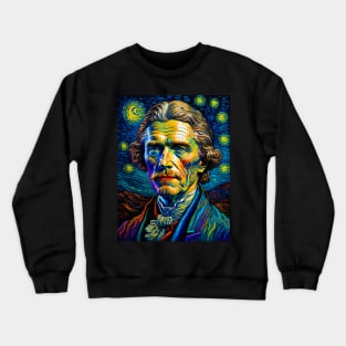 Thomas Jefferson in starry night Crewneck Sweatshirt